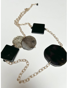 Náhrdelník s ozdobnými a barevnými detaily, černý | LORIANE 2