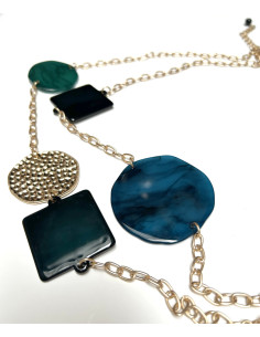 Náhrdelník s ozdobnými a barevnými detaily, modrý | LORIANE 2