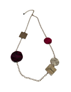 Náhrdelník s ozdobnými a barevnými detaily, růžový | LORIANE - 1