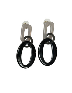 Náušnice z oválných, černých a bílých ok | LORIANE - 1