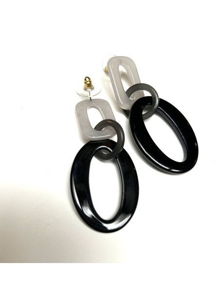 Náušnice z oválných, černých a bílých ok | LORIANE a