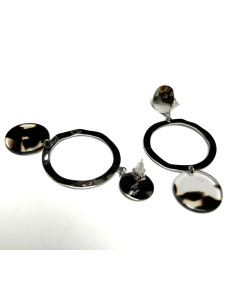 Náušnice s kruhovým ověsem, stříbrné | LORIANE - 1 2