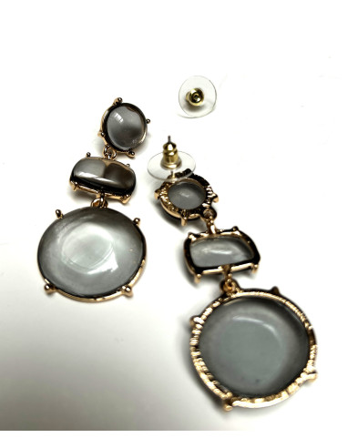 Náušnice se šedým průsvitným ověsem | LORIANE