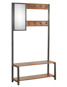 Šatní stěna se zrcadlem a věšáky z mangového dřeva | dovoz Indie