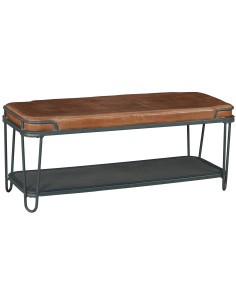 Kovová lavice s koženým čalouněním | dovoz Indie