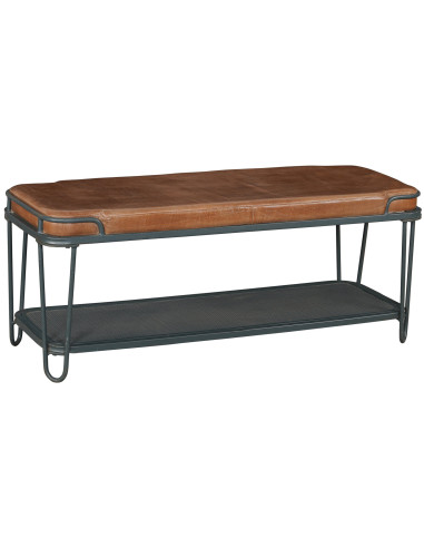 Kovová lavice s koženým čalouněním | dovoz Indie