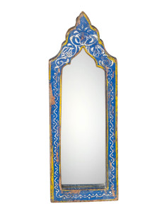 Ručně malované závěsné zrcátko s teakovým rámem | dovoz Indie