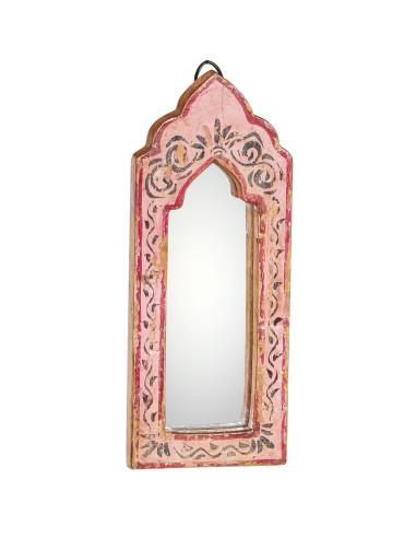 Ručně malované závěsné zrcátko s teakovým rámem | dovoz Indie