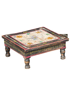 Ručně malovaný dřevěný čajový stolek | dovoz Indie