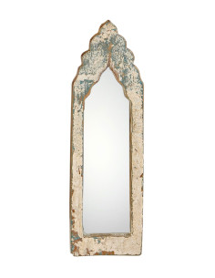 Zrcadlo v teakovém rámu s modrou patinou | dovoz Indie