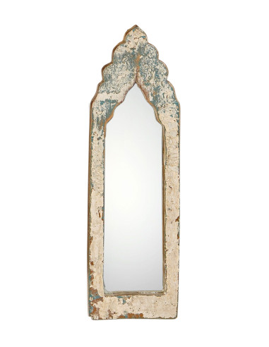 Zrcadlo v teakovém rámu s modrou patinou | dovoz Indie