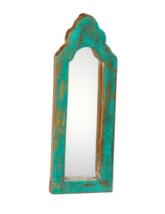 Zrcadlo v teakovém rámu se zelenou patinou | dovoz Indie