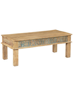 Teakový konferenční stůl s řezbou a patinou | dovoz Indie