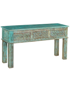 Konzole  z teakového dřeva s šuplíky a modrou patinou | dovoz Indie