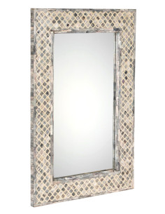 Zrcadlo s šedým mozaikovým rámem z rohoviny