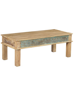 Teakový konferenční stůl s řezbou a patinou | dovoz Indie 2