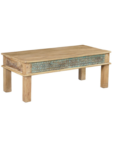 Teakový konferenční stůl s řezbou a patinou | dovoz Indie