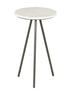 Kulatý odkládací stolek s bílým mramorem | dovoz Indie