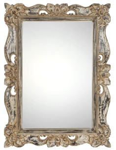 Zrcadlo ve vyřezávaném rámu s patinou 60x77 | dovoz Indie