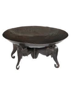 Kovová mísa zdobená sloními hlavami | dovoz Indie