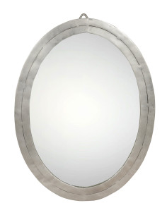 Oválné zrcadlo v kovovém industriálním rámu