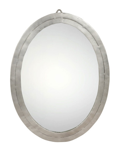 Oválné zrcadlo v kovovém industriálním rámu