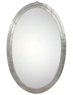 Oválné zrcadlo v kovovém industriálním rámu
