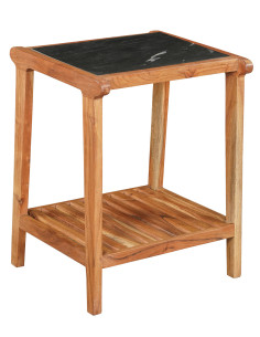 Odkládací dřevěný stolek s černou kamennou deskou | dovoz Indie