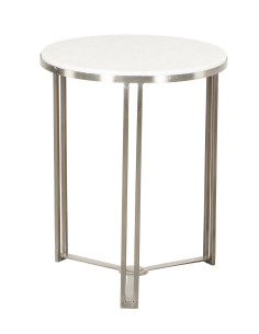 Odkládací stolek ve stříbrném kovu s mramorem | dovoz Indie