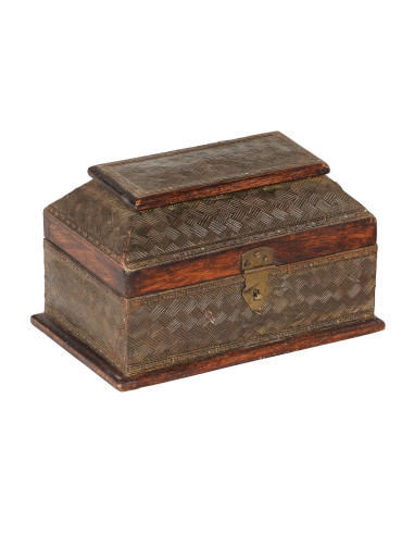 Šperkovnice z mangového dřeva ozdobená mosazí | dovoz Indie