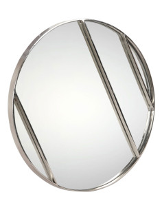 Kulaté zrcadlo v kovovém stříbrném rámu