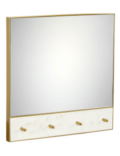 Zrcadlo ve zlatém rámu s mramorem a věšáky 50x50 | dovoz Indie