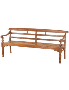 Starožitná koloniální lavice z teakového dřeva