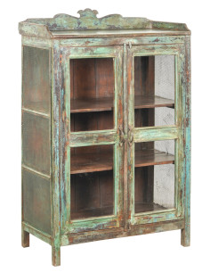 Původní teaková skříňka s prosklenými dveřmi | dovoz Indie