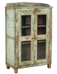 Původní teaková skříňka s prosklenými dveřmi | dovoz Indie