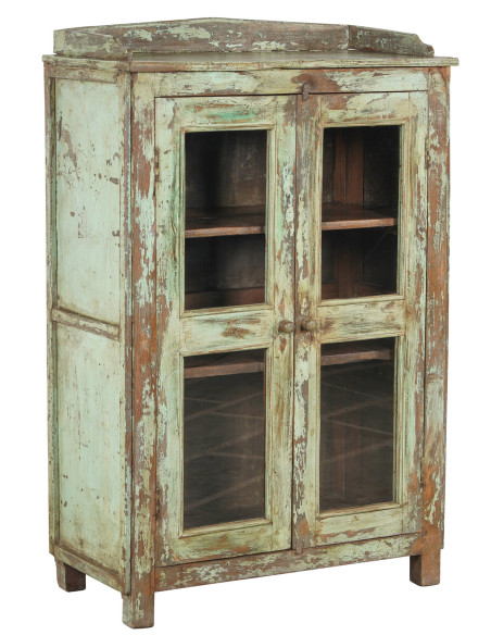 Původní teaková skříňka s prosklenými dveřmi | dovoz Indie