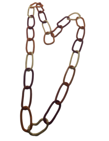 Náhrdelník řetězový, mix oranžové, červené a zlaté| KLÉO PARIS - 1