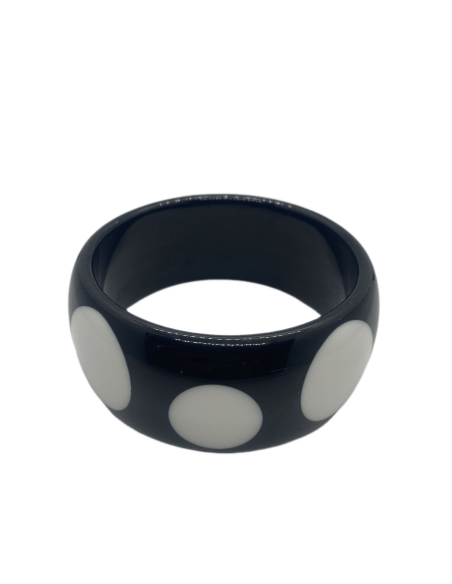 Náramek pevný v černé barvě s puntíky | KLÉO PARIS