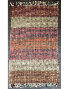 Přírodní koberec z konopných vláken, 92x150cm, oranžové pruhy | dovoz Indie