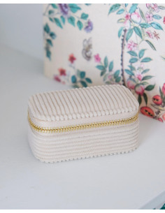 Mini cestovní šperkovnice z béžového manšestru | MAISON SCARLET - 1