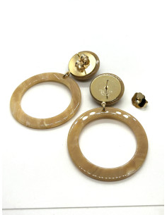 Round earrings, beige | FRANCINE BRAMLI 2