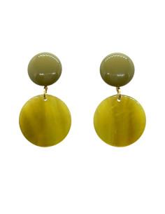 Náušnice kruhové, olivově zelené | FRANCINE BRAMLI