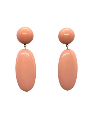 Náušnice oválné, pudrově růžová | FRANCINE BRAMLI