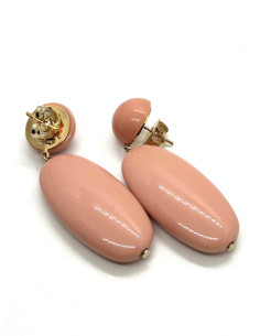 Náušnice oválné, pudrově růžová | FRANCINE BRAMLI 2