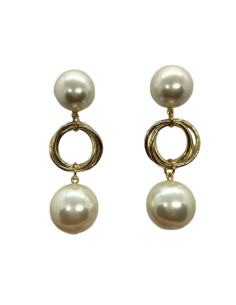 Earrings in gold with white pearls | FRANCINE BRAMLI