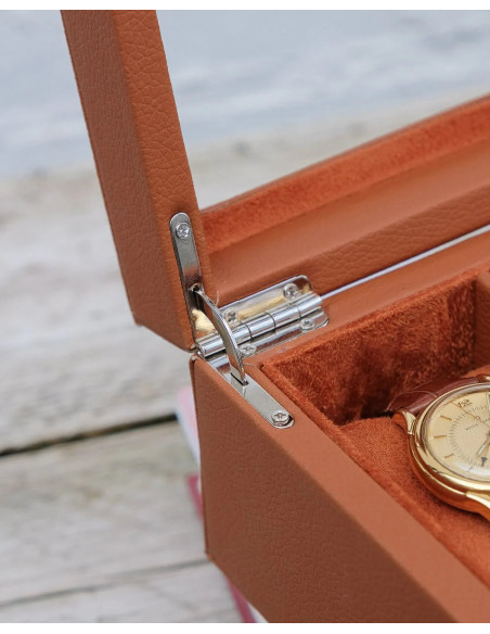 Luxusní pouzdro na 5 hodinek, černé / oranžové | MAISON SCARLET