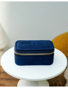 Mini cestovní šperkovnice z tmavě modrého sametu | MAISON SCARLET - 1