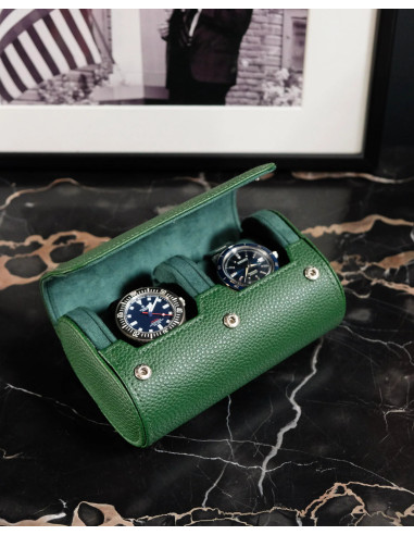 Cestovní pouzdro na 2 hodinky, zelené | MAISON SCARLET a