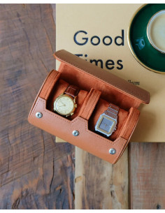 Cestovní pouzdro na 2 hodinky, koňakové | MAISON SCARLET 2