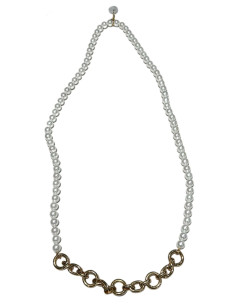 Long pearl necklace with golden chain | FRANCINE BRAMLI - 1